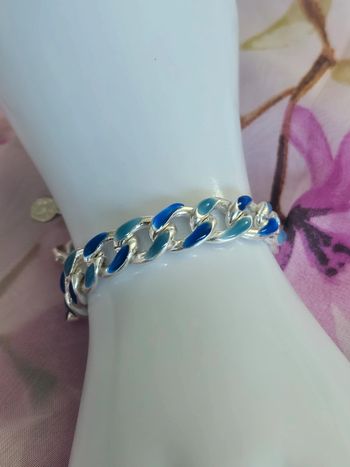 Bracelet réglable maillons bleu/turquoise, ikita, acier inoxydable