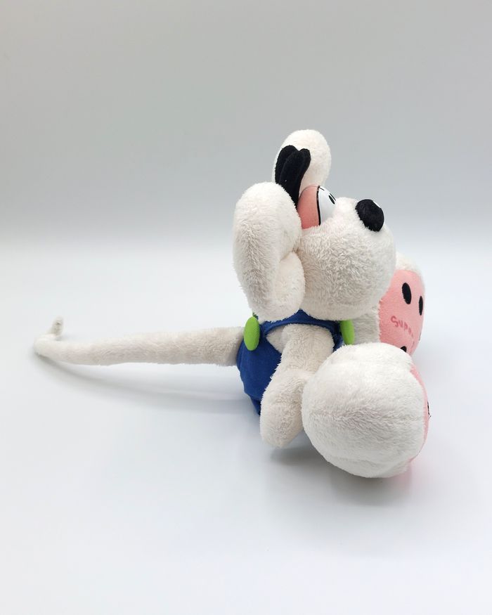Peluche ancien doudou souris DIDDL DEPESCHE salopette bleu vert Super soft 25 cm - photo numéro 4