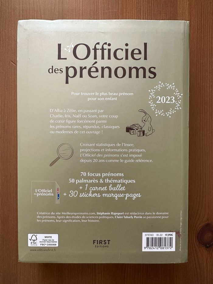 Livre officiel des prénoms 2023 - photo numéro 2