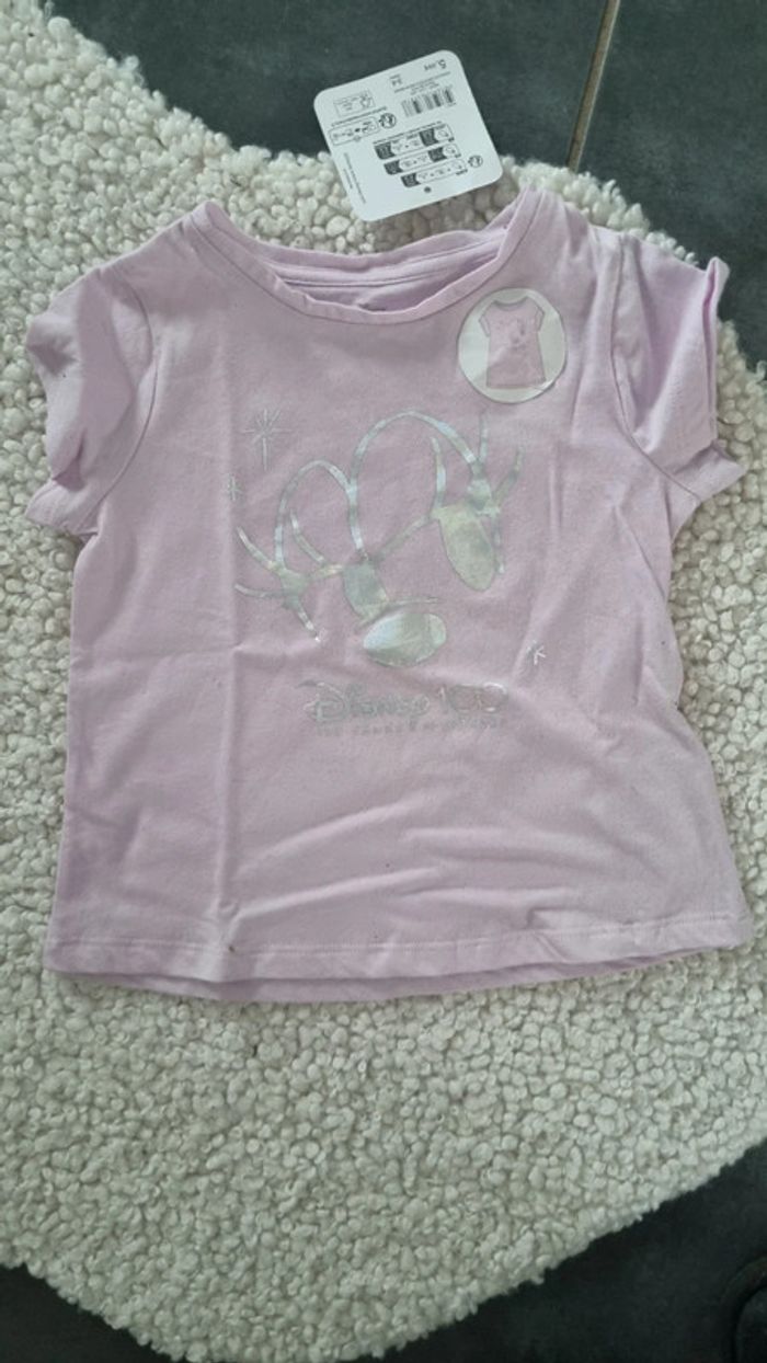 Tee shirt 3 / 4 ans mickey disney lilas neuf - photo numéro 3