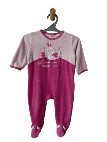 Pyjama en velours violet et rose “petite cocotte” - Gémo 12 mois