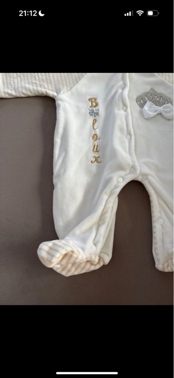 Pyjama Grenouillère Blanc et Beige - Taille 0 naissance
