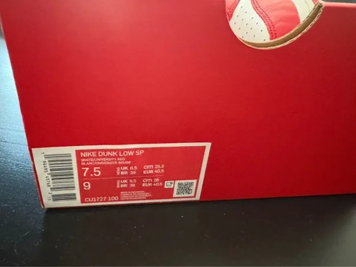 Nike Dunk Low SP – White / University Red Taille 40.5 EU – 7.5 US - photo numéro 2