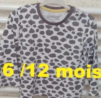 Tee  shirt manche longue blanche  tache grise  Lupilu  Taille  6  /  12  mois
