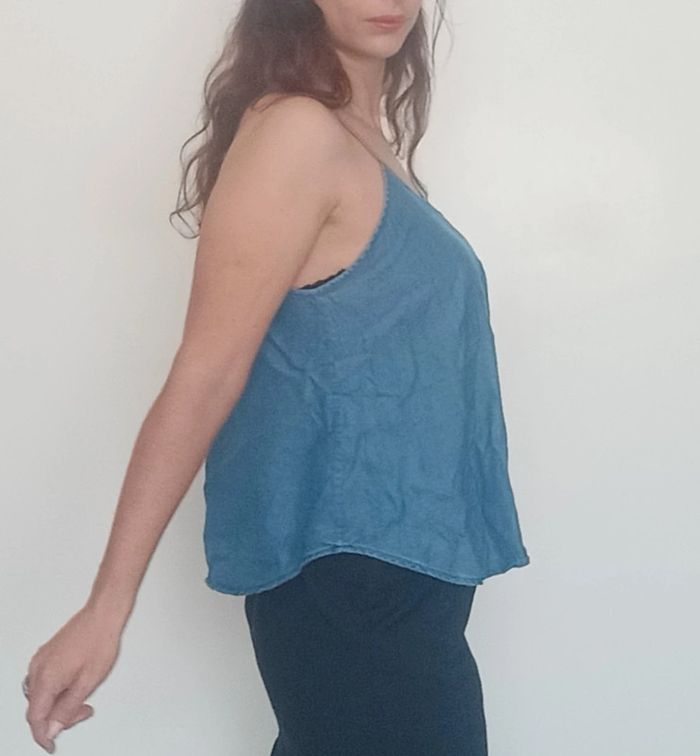 Top fluide effet jean taille unique - photo numéro 5
