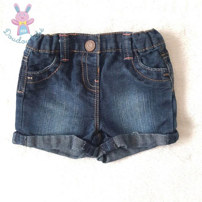 Short en jean bleu bébé fille été 3 Mois