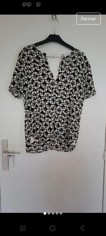 Haut vintage noir et beige geometrique