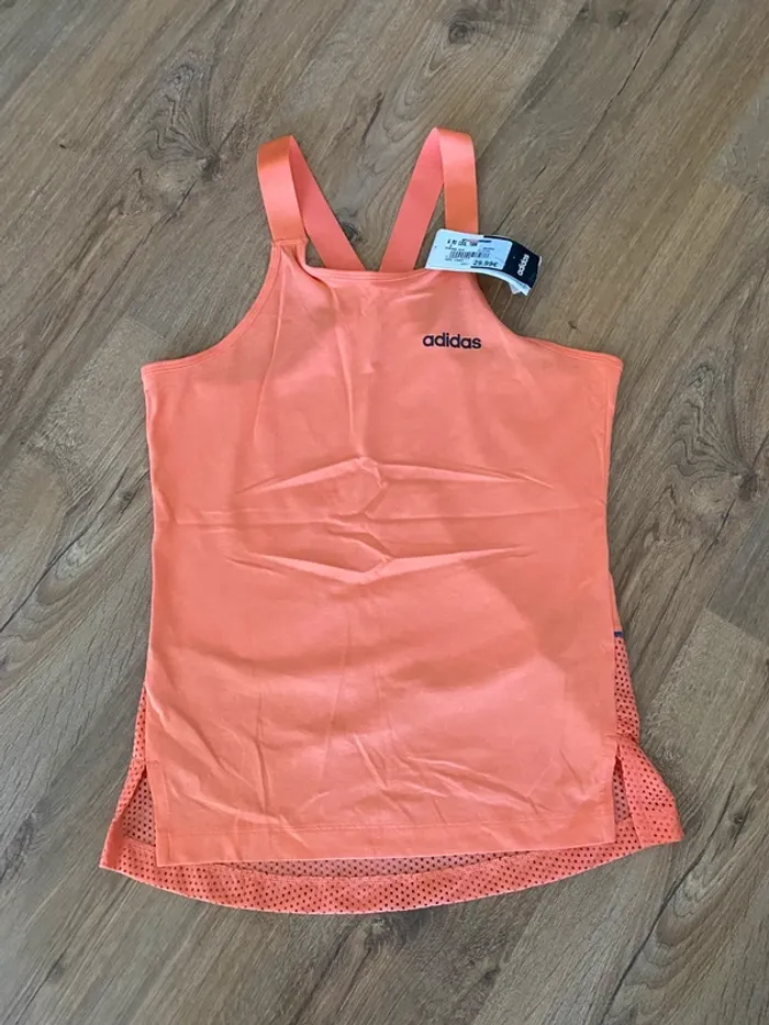 Débardeur sport Adidas femme neuf avec étiquette Taille S - Corail & doré
