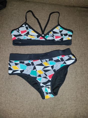 Maillot 2 pièces noir blanc 10 ans firefly