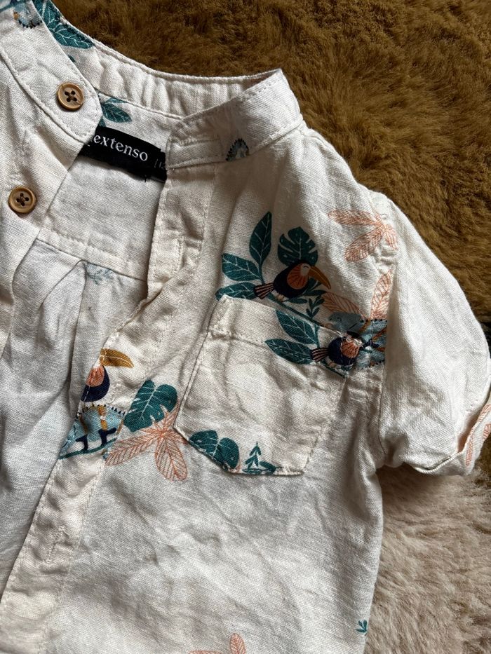 Chemise toucan/caméléon/feuilles In Extenso t.12m - photo numéro 2