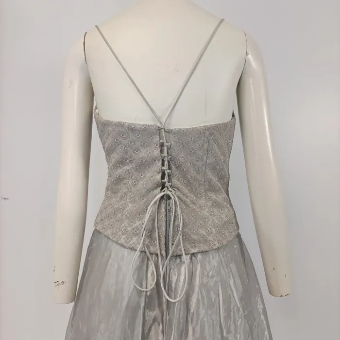 Robe corset argentée grise et dentelles - Savoy's taille M estimé A056 - photo numéro 5