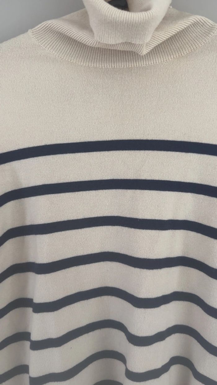 Col roulé beige à lignes bleu marine – Taille unique – Hangar 86 - photo numéro 2