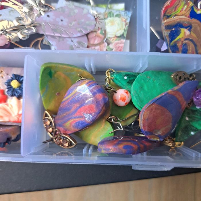 Lot de boucles d'oreilles pendante avec pendentif assortie multicolore - photo numéro 15