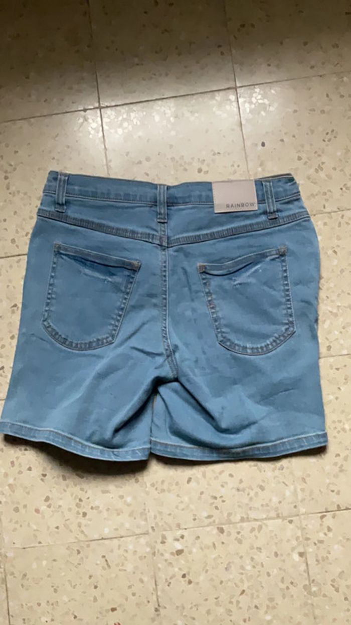 Short en jean bleu clair déchiré etoiles T36 (N°15) - photo numéro 2
