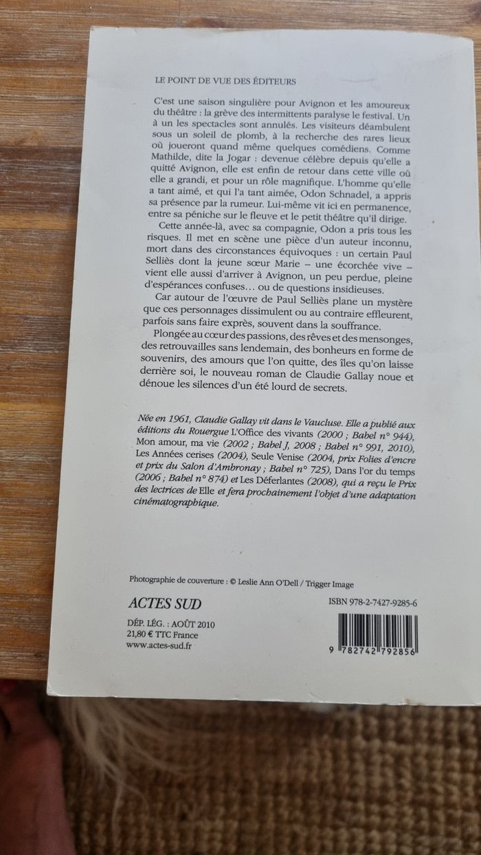 roman francais Claudie Gallay - photo numéro 2