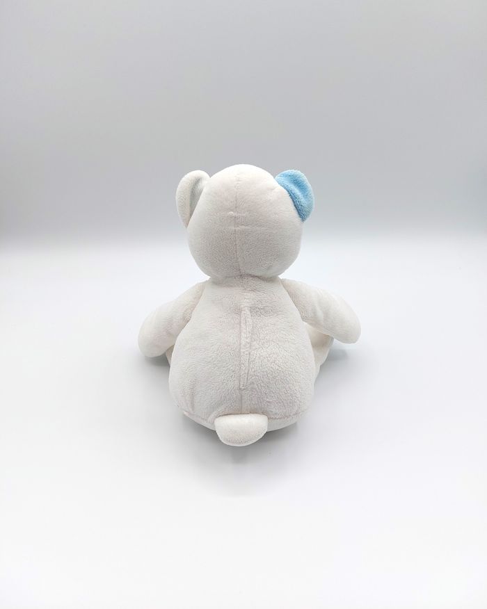 Peluche doudou ours MUSTI MUSTELA blanc bleu 24 cm - photo numéro 2