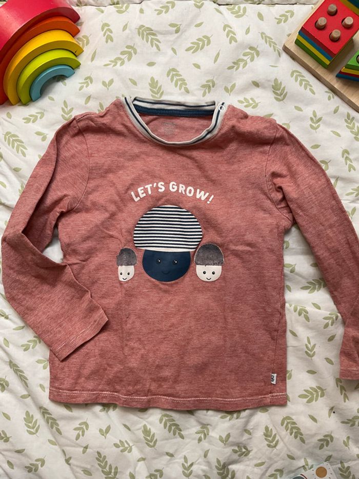 teeshirt manches longues rouge et blanc 36 mos obaibi - photo numéro 3