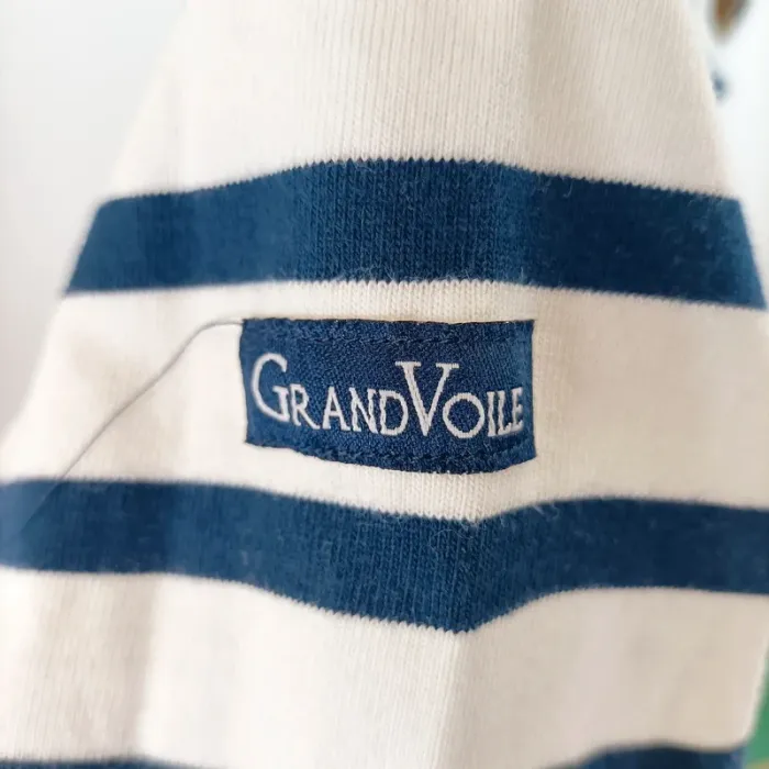 Marinière rayée bleu marine GrandVoile en coton épais col bateau T38/40 A1442 - photo numéro 8