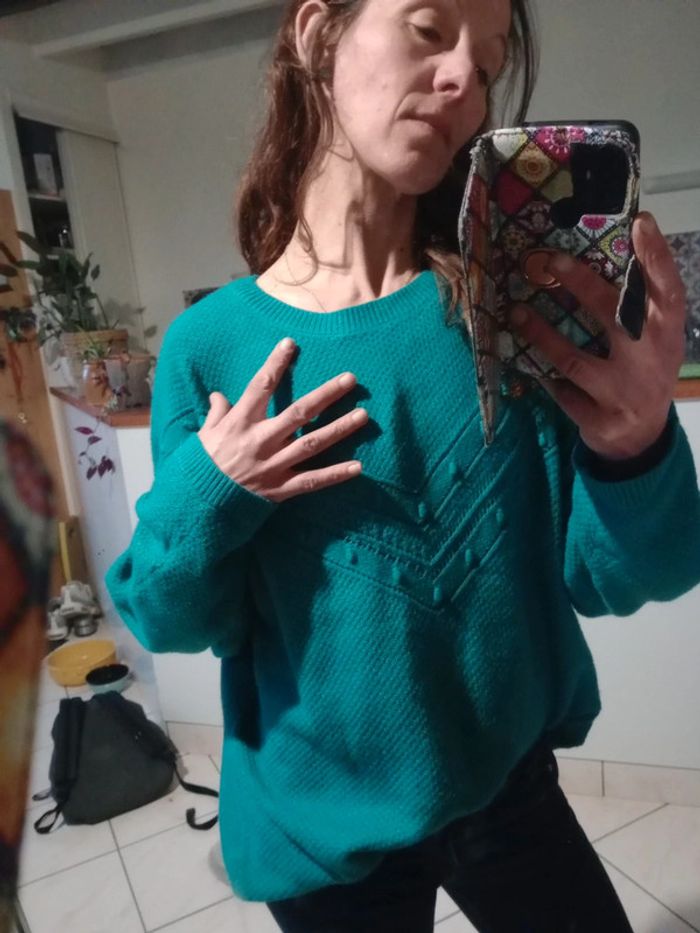 Pull femme taille 5 vert émeraude p - photo numéro 4