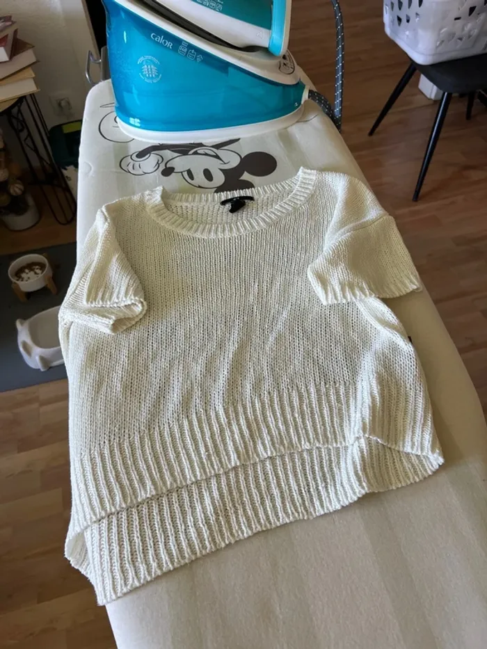 T-shirt côtelé blanc