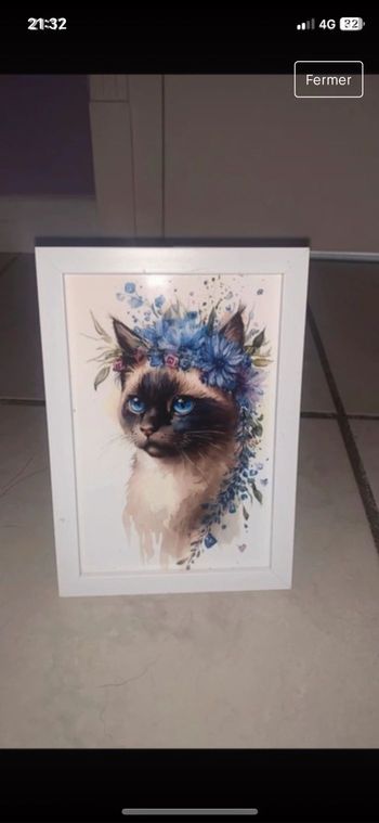 Cadre chat avec des fleurs