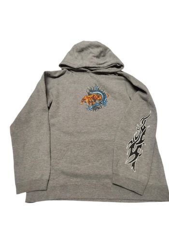 Sweatshirt gris vintage motifs tigre dragon - Top Heavy - XL