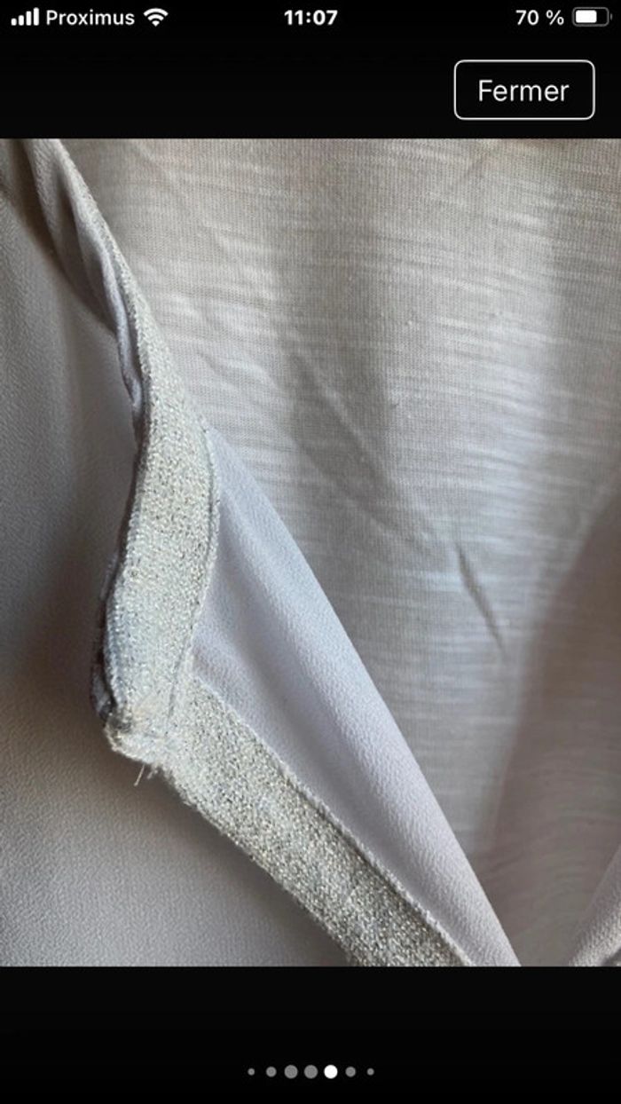 Superbe blouse vaporeuse légère lisèré argenté taille L - photo numéro 5