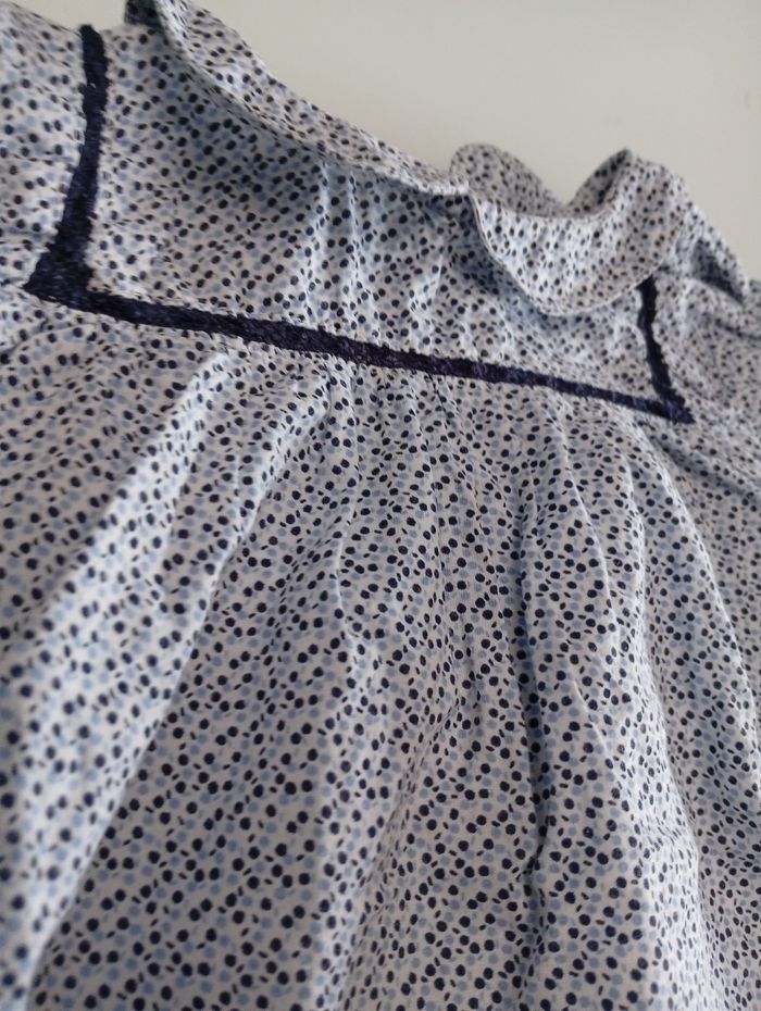 Blouse blanche et bleue à pois bout'chou 12mois - photo numéro 2