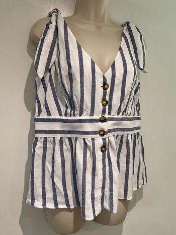 Top naf Naf taille M grand M rayé bleu blanc
