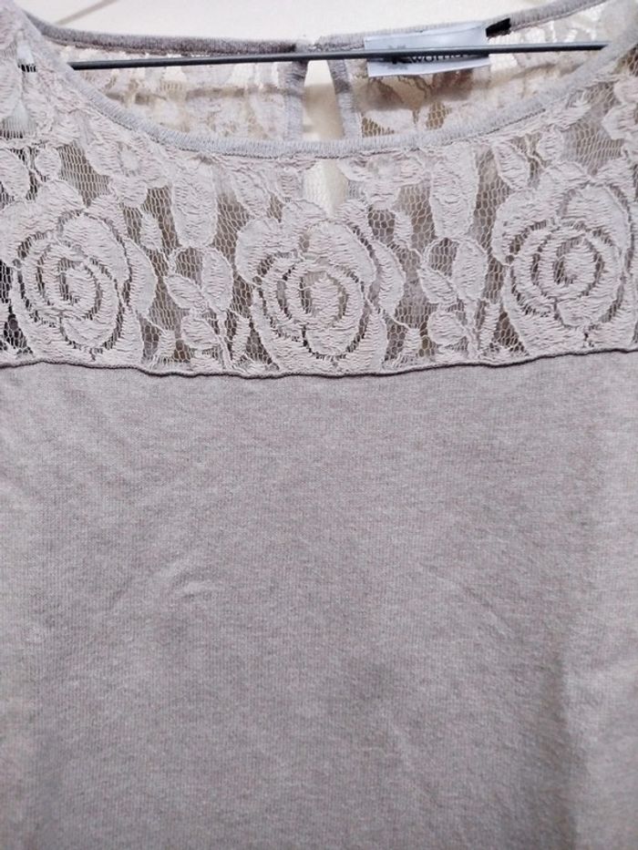 Pull col dentelle ample boutons dans le dos taille L femme hiver - photo numéro 3