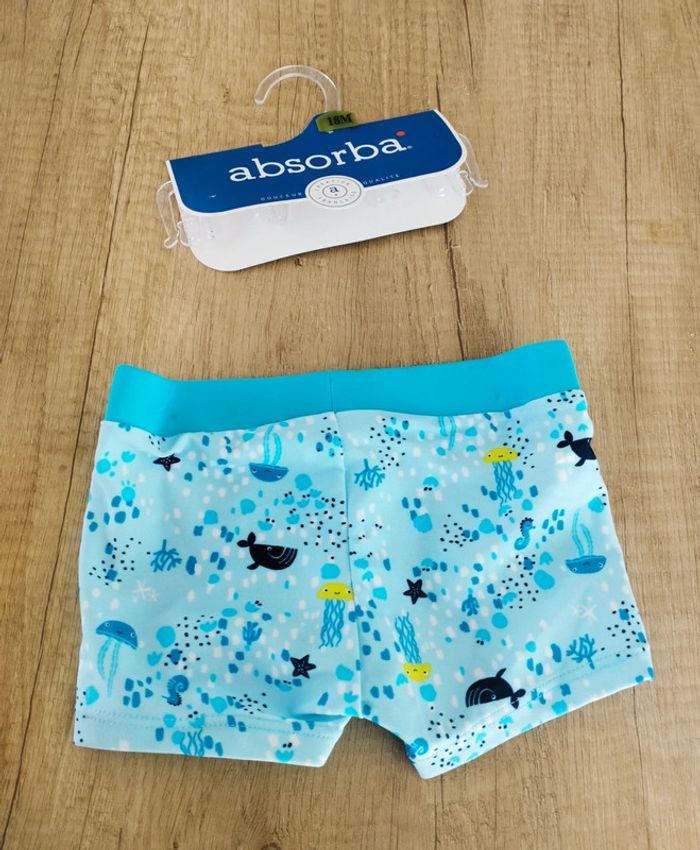 Maillot de bain boxer garçon bleu turquoise taille 18 mois Absorba - photo numéro 3