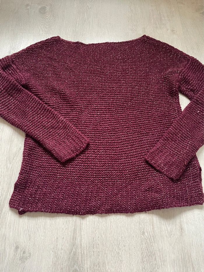 Pull en grosses mailles bordeaux promod taille M - photo numéro 2