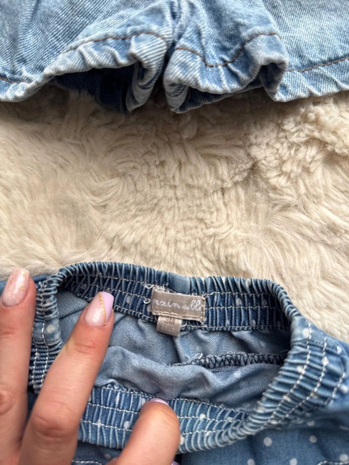 Lot jupe et jupe short en jeans 3 6 mois grain de blé et zeeman - photo numéro 3
