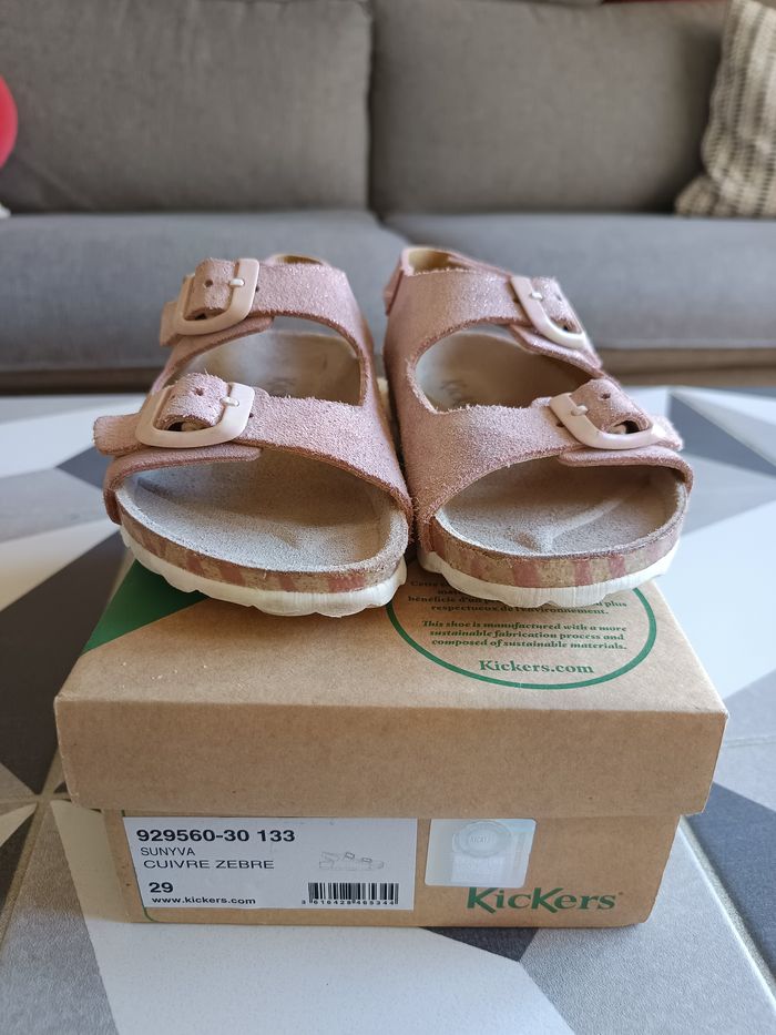 Sandales fille Sunyva cuivre zèbre rose pailleté Kickers 29 - photo numéro 2