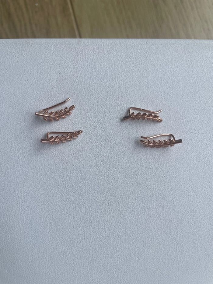 Lot 2 boucles d’oreilles couleur or rose branché Olivier - photo numéro 4