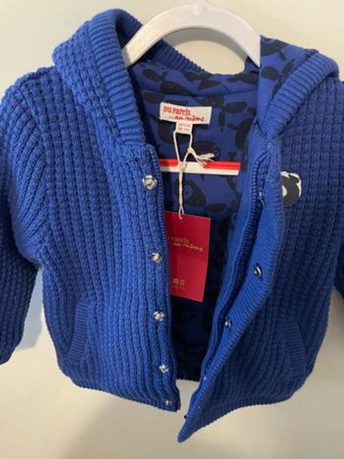 Cardigan à capuche bleu - photo numéro 3