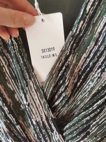 Robe neuve lilie rose verte kaki croisé pliée manche longue q