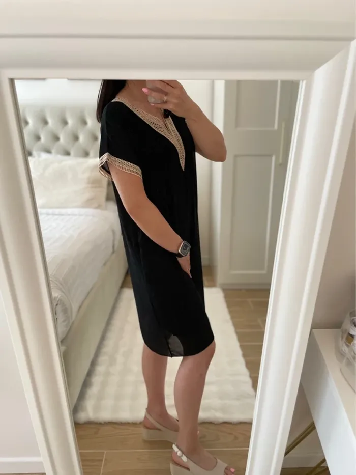 Robe/tunique noir et beige/ dorée 36 neuf - photo numéro 4