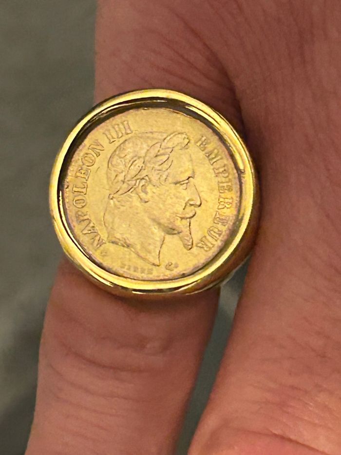 Bague Pièce 10 Francs Napoléon III doré à l’or fin - photo numéro 7