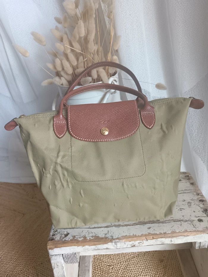 Longchamp | le Pliage kaki et cuir marron | t. S