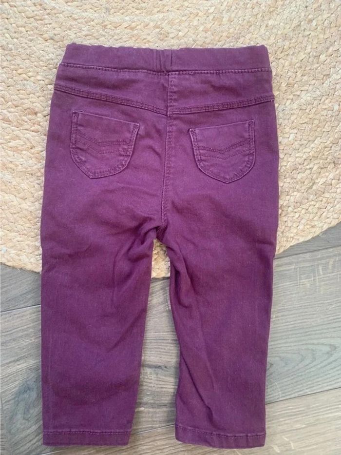 Pantalon jeans slim violet grenat TAO tape à l’œil 18 mois - photo numéro 3