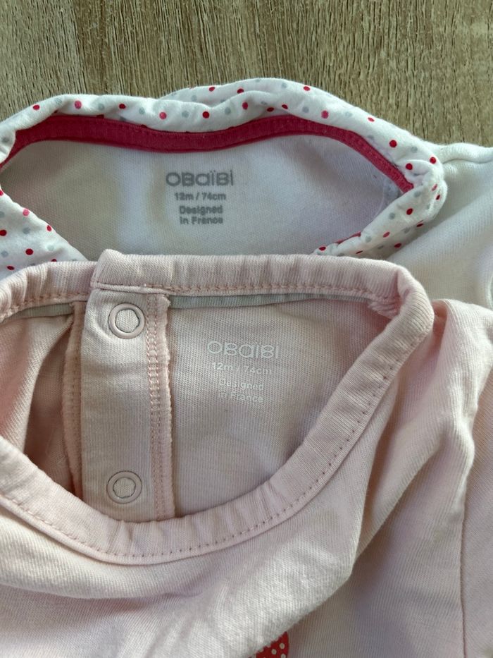 2 pyjamas et doudou bébé fille - photo numéro 2