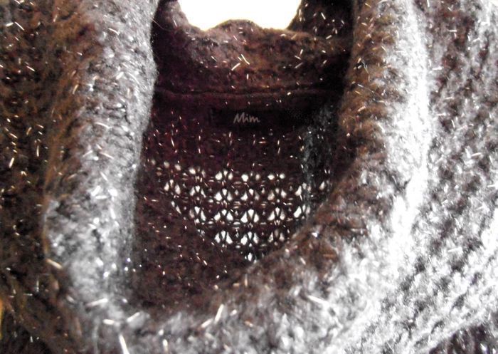 Pull en mailles femme, col roulé, Mim, taille M 38, gris, fils argentés - photo numéro 6