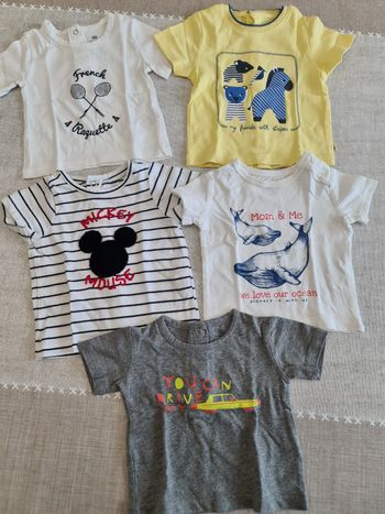 Lot tee shirt 1 mois très bon  état