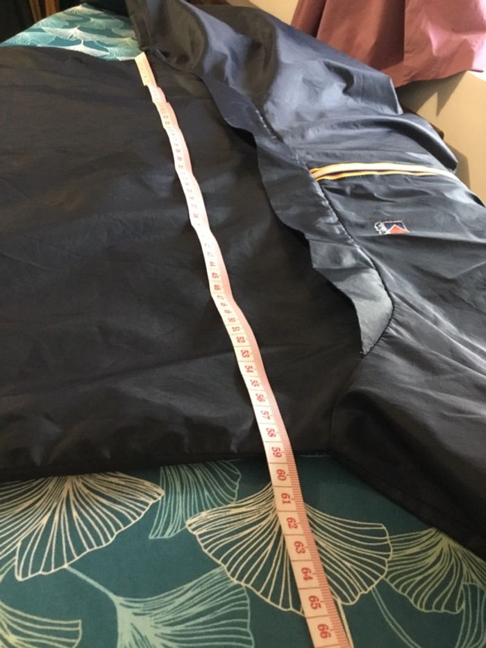 Coupe-vent 1/4zip à capuche pour homme Kway bleu marine fabriqué au Canada taille L 079 - photo numéro 13