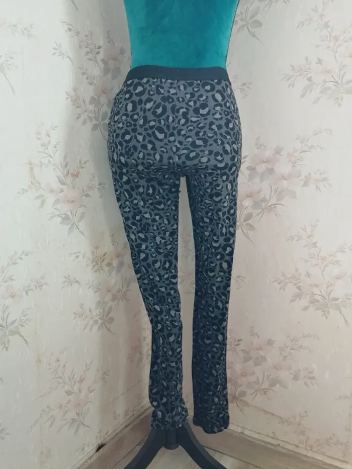 Legging gris à motifs léopard noir avec liseré simili cuir / esmara / (S) - photo numéro 6