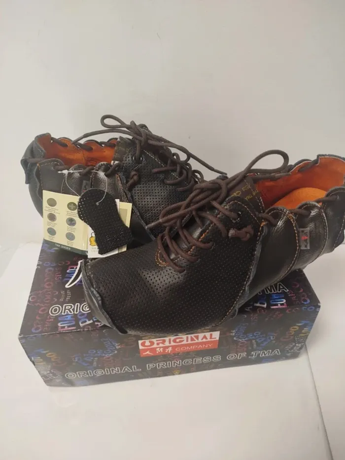 Derbies noires TMA Originals cuir 39 lacets contrastés esprit rétro punk - photo numéro 5