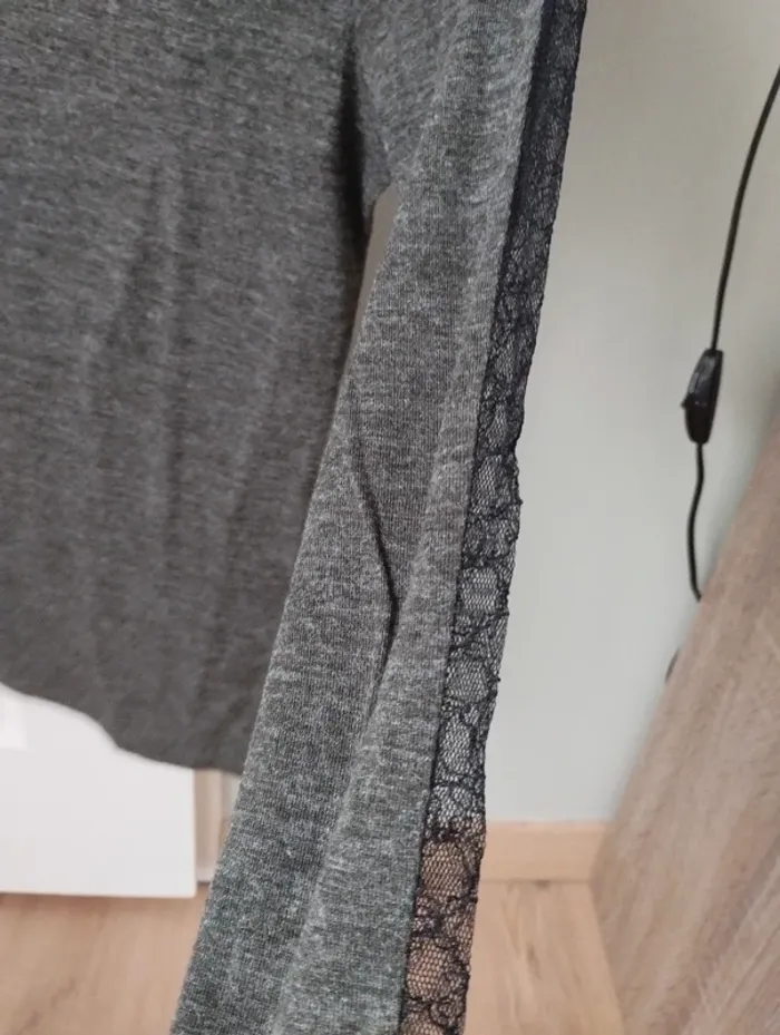 Tee shirt gris chiné manches longues camaïeu 36 - photo numéro 8