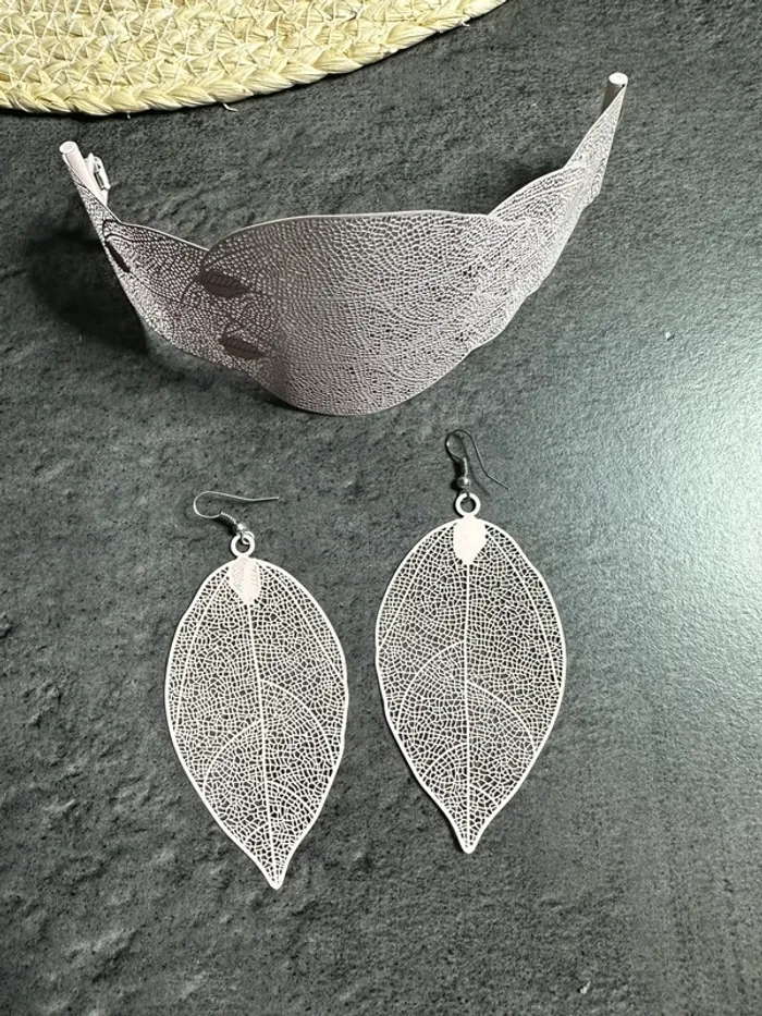Bracelet + Boucles d’oreilles feuilles – Kiabi
