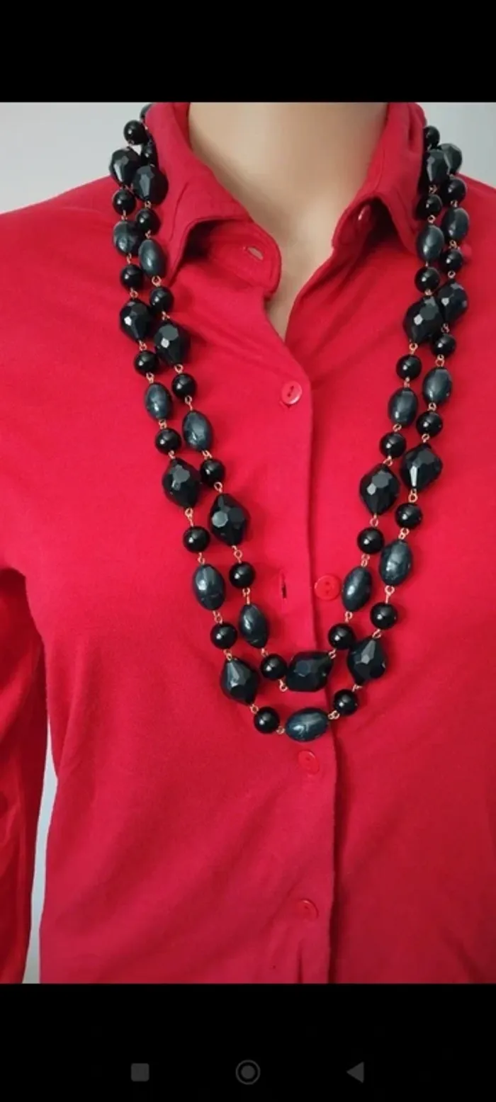Collier sautoir perles noir femme fantaisie - photo numéro 3